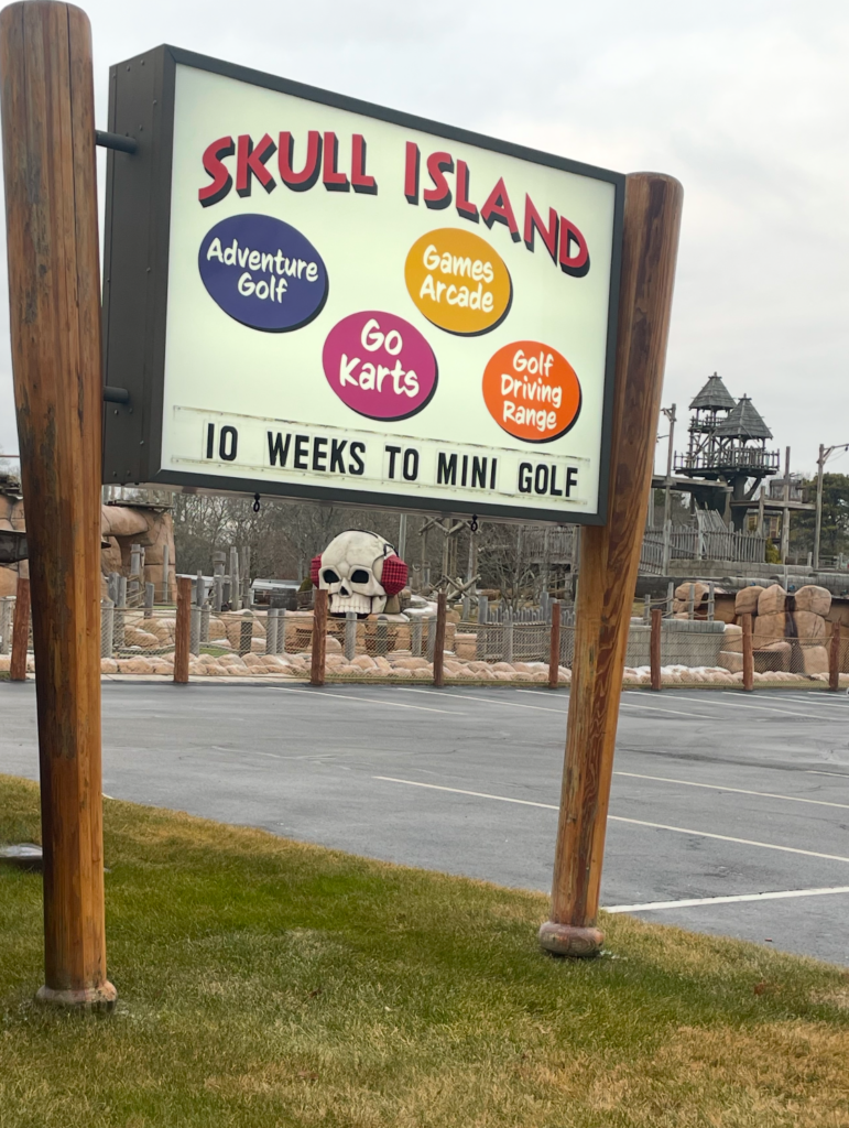 Skull Island Opening Day sign