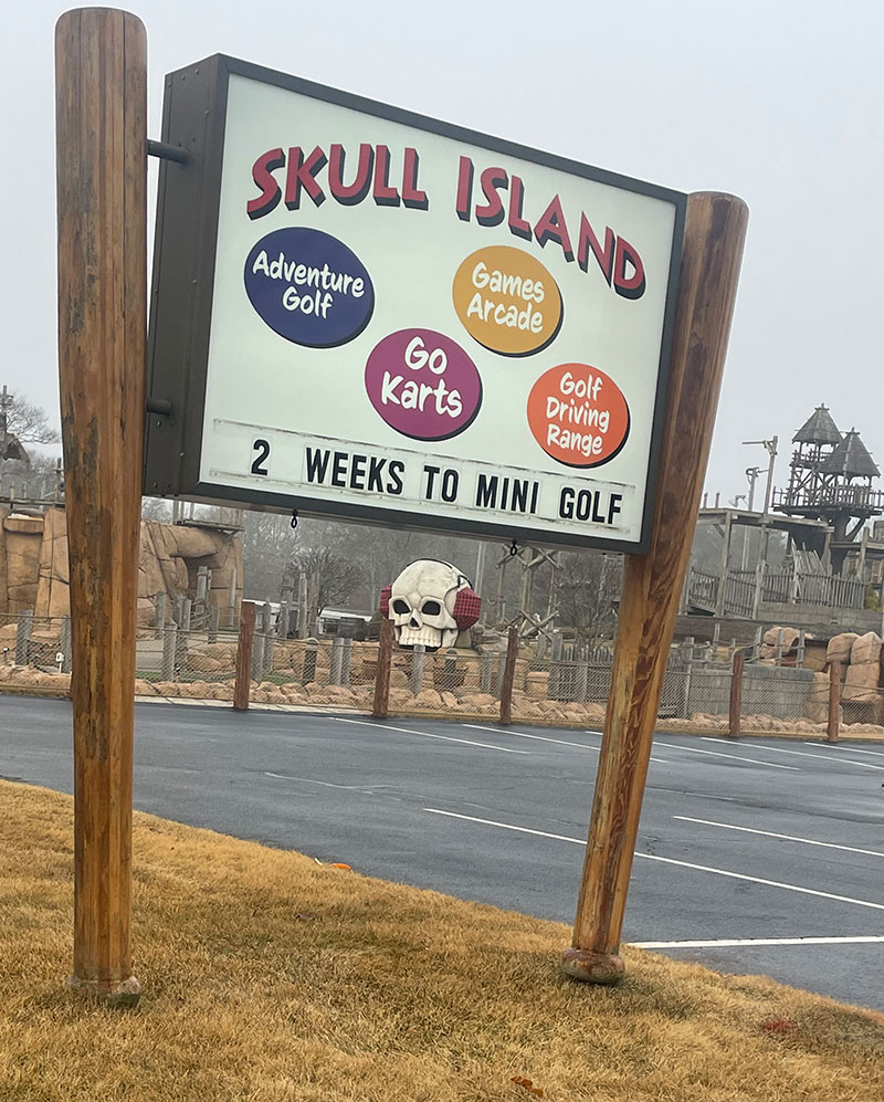 Skull Island Opening Sign